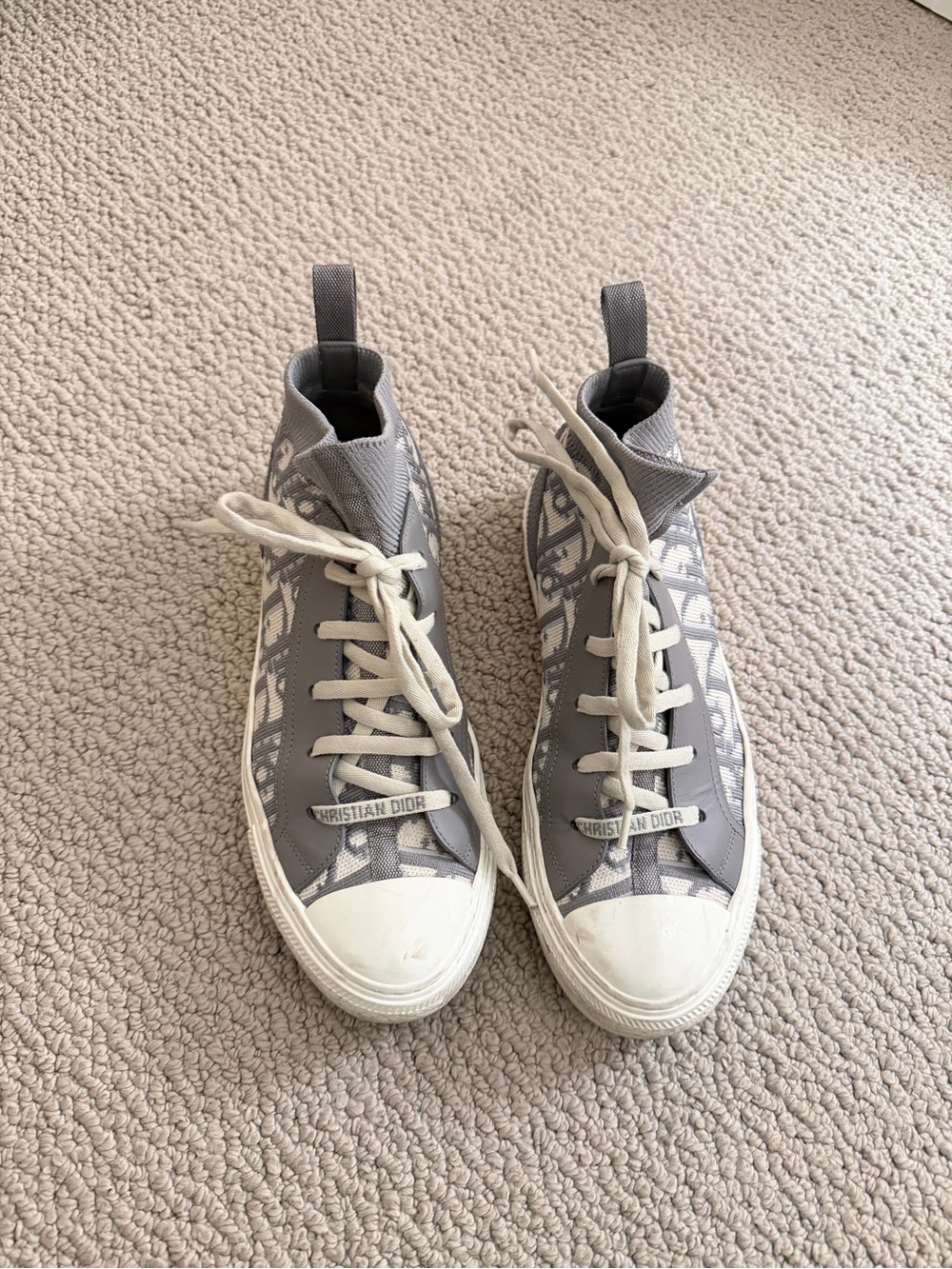 Dior Women High-Top Sneakers in Gray and White